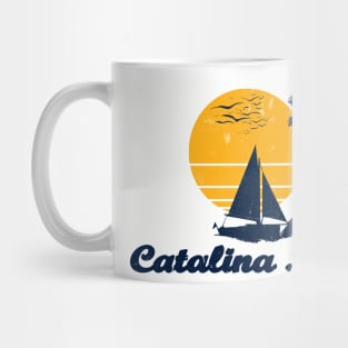 Catalina Island California. Sunset Palm Tree Sailor Bot Summer Design Mug